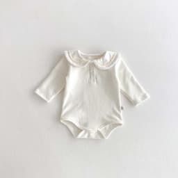 Ins Korean Style Children's Wear Cute College Style Long Sleeve Lapel Jumpsuit Cute Contrast Jumpsuit