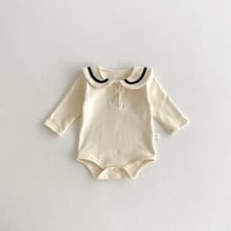 Ins Korean Style Children's Wear Cute College Style Long Sleeve Lapel Jumpsuit Cute Contrast Jumpsuit