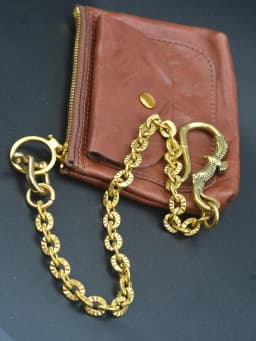 Soild Brass Trousers Jeans Wallet Oval Sunflower Pattern Chain Key Chain Indian Eagle Hook Hook D Shackle Links