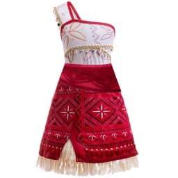 New Movie Moana 2 Dress Girls Cosplay Vaiana Princess Costume Girls One-Shoulder Suspender Dress Accessories Set