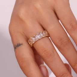 La.Muses Stainless Steel Delicate Bling Geometry Cubic Zirconia Fashion Shiny Ring for Women High Quality Premium Jewelry Gift