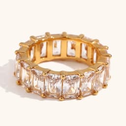 La.Muses Stainless Steel Delicate Bling Geometry Cubic Zirconia Fashion Shiny Ring for Women High Quality Premium Jewelry Gift