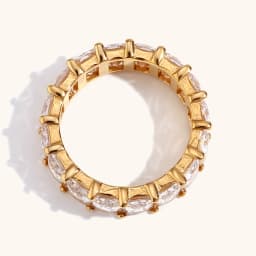 La.Muses Stainless Steel Delicate Bling Geometry Cubic Zirconia Fashion Shiny Ring for Women High Quality Premium Jewelry Gift