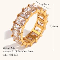 La.Muses Stainless Steel Delicate Bling Geometry Cubic Zirconia Fashion Shiny Ring for Women High Quality Premium Jewelry Gift