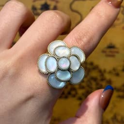 Romantic 3D Stereoscopic Moonstone Fritillaria Rose Flower Vintage Rings Wedding Bridal Luxury Opal Oval Jewelry for Women