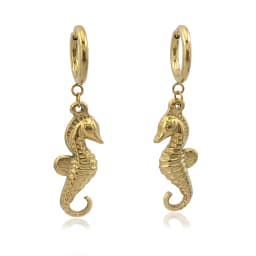New In Hot 316 Stainless Steel Gold Plated Fish Earrings Woman Sea Animal Pendant Hoop Earrings