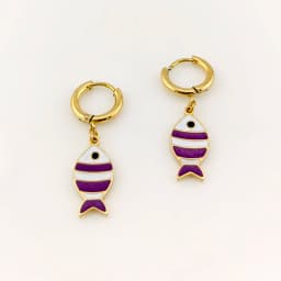 New In Hot 316 Stainless Steel Gold Plated Fish Earrings Woman Sea Animal Pendant Hoop Earrings