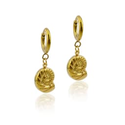 New In Hot 316 Stainless Steel Gold Plated Fish Earrings Woman Sea Animal Pendant Hoop Earrings
