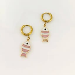 New In Hot 316 Stainless Steel Gold Plated Fish Earrings Woman Sea Animal Pendant Hoop Earrings