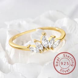 925 Sterling Silver Shiny Zircon crown Rings for Women Wedding Engagement Fashion Elegant Gold Color new in Fine Jewelry