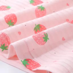 2Pcs Girls Home Underwear Set Cute Strawberry Print Round Neck Long Sleeve Trousers Comfy 100% Cotton Pajamas Set