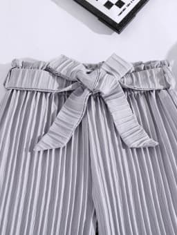 Spring and autumn girl fashion pit strip loose straight leg loose wide leg casual pants 2 pieces