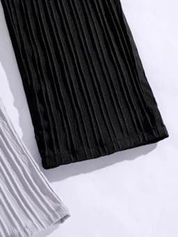 Spring and autumn girl fashion pit strip loose straight leg loose wide leg casual pants 2 pieces