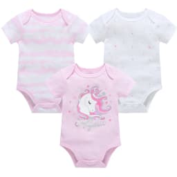 3 Pcs a lot Baby Gilrs Bodyusit 100% Cotton Unicorn Design Short Sleeve Summer Newborn Clothes 0-12 Months Costume