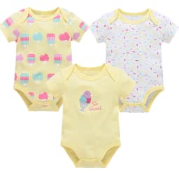 3 Pcs a lot Baby Gilrs Bodyusit 100% Cotton Unicorn Design Short Sleeve Summer Newborn Clothes 0-12 Months Costume