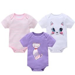 3 Pcs a lot Baby Gilrs Bodyusit 100% Cotton Unicorn Design Short Sleeve Summer Newborn Clothes 0-12 Months Costume