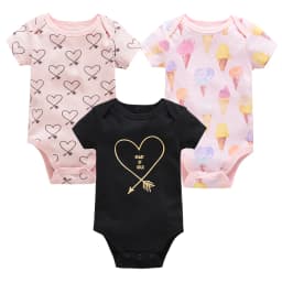 3 Pcs a lot Baby Gilrs Bodyusit 100% Cotton Unicorn Design Short Sleeve Summer Newborn Clothes 0-12 Months Costume