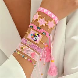 1pc Women's Fashion Bracelet Bohemian Style Miyuki Beaded Colorful Rice Bead Bracelet Suitable for Daily Gift Giving