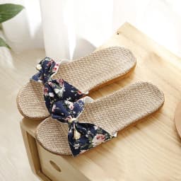 Shoes For Woman Sandalias Mujer Women Female Bowknot Flax Linen Flip Flops Beach Shoes Sandals Slipper Chaussures Femme