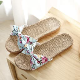 Shoes For Woman Sandalias Mujer Women Female Bowknot Flax Linen Flip Flops Beach Shoes Sandals Slipper Chaussures Femme
