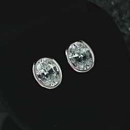 925 silver women's personalized earring package with gold single diamond cultivation, high carbon diamond oval egg shape, niche