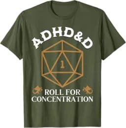 Vintage ADHD&D Roll for Concentration DnD Men Women T-Shirt RPGs Gamer Graphic Outfit Funny Saying Tee Short Sleeve Blouses Gift