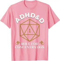 Vintage ADHD&D Roll for Concentration DnD Men Women T-Shirt RPGs Gamer Graphic Outfit Funny Saying Tee Short Sleeve Blouses Gift