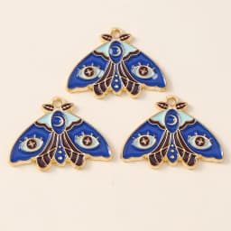 Leslie 10pcs Beautiful Enamel Insect Flower Moon Star Moth Butterfly Charms for Earrings Necklace Jewelry Making Accessories