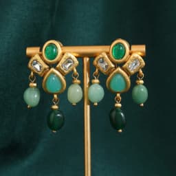 Gothic Vintage Drop Dangle Earrings for Woman Tassels Water Droplets Natural Green Stone Gold Color Antique Jewelry Designer New