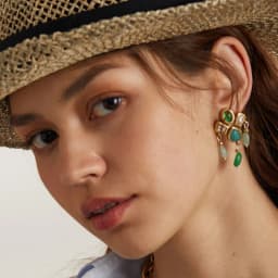 Gothic Vintage Drop Dangle Earrings for Woman Tassels Water Droplets Natural Green Stone Gold Color Antique Jewelry Designer New