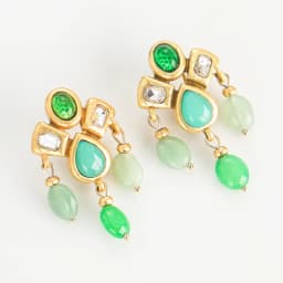 Gothic Vintage Drop Dangle Earrings for Woman Tassels Water Droplets Natural Green Stone Gold Color Antique Jewelry Designer New