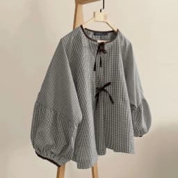 ZANZEA Women Plaid Printed Blouse Fashion Lace Up Shirts Holiday Sweety O-neck Long Sleeve Tops Casual Autumn 2024 Bowtie Tunics