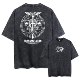 Anime Fullmetal Alchemist Acid Tshirt Men Printed Retro Harajuku Style Fashion Streetwear Performance Short Sleeve Top Unisex