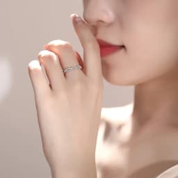 New 925 Sterling Silver Trend Weave Twisted Elegant Adjustable Rings Women&Girl Jewelry Gift Rhinestone Spiral Open Finger Ring