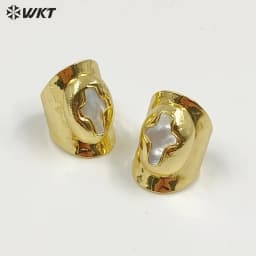 WT-MPR121 New Arrival Mother of Pearl Shell Retro Beautiful Ring With 18k Real Gold Plated For Women Daily Decoration