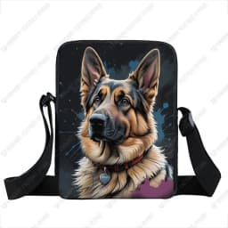 Watercolor Painting German Shepherd Pug Border Collie Chihuahua Dog Pattern Crossbody Bag Women Handbag Messenger Phone Holder