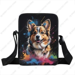 Watercolor Painting German Shepherd Pug Border Collie Chihuahua Dog Pattern Crossbody Bag Women Handbag Messenger Phone Holder