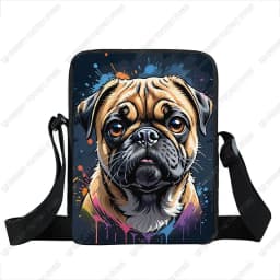 Watercolor Painting German Shepherd Pug Border Collie Chihuahua Dog Pattern Crossbody Bag Women Handbag Messenger Phone Holder