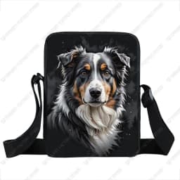 Watercolor Painting German Shepherd Pug Border Collie Chihuahua Dog Pattern Crossbody Bag Women Handbag Messenger Phone Holder