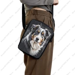 Watercolor Painting German Shepherd Pug Border Collie Chihuahua Dog Pattern Crossbody Bag Women Handbag Messenger Phone Holder