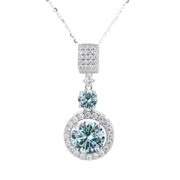 5ct Moissanite Diamond Pendant Necklace with Certificate Blue Green Pink Color Round Shape D Color VVS Moissanite Jewelry Gift