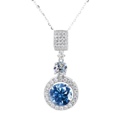 5ct Moissanite Diamond Pendant Necklace with Certificate Blue Green Pink Color Round Shape D Color VVS Moissanite Jewelry Gift