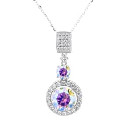 5ct Moissanite Diamond Pendant Necklace with Certificate Blue Green Pink Color Round Shape D Color VVS Moissanite Jewelry Gift