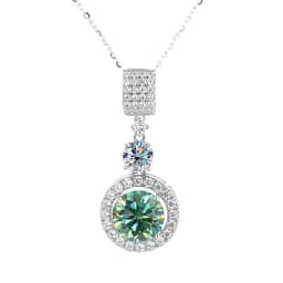 5ct Moissanite Diamond Pendant Necklace with Certificate Blue Green Pink Color Round Shape D Color VVS Moissanite Jewelry Gift