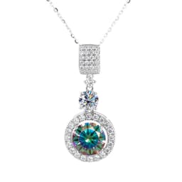 5ct Moissanite Diamond Pendant Necklace with Certificate Blue Green Pink Color Round Shape D Color VVS Moissanite Jewelry Gift