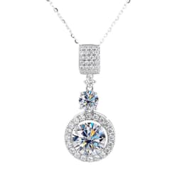 5ct Moissanite Diamond Pendant Necklace with Certificate Blue Green Pink Color Round Shape D Color VVS Moissanite Jewelry Gift