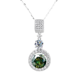 5ct Moissanite Diamond Pendant Necklace with Certificate Blue Green Pink Color Round Shape D Color VVS Moissanite Jewelry Gift