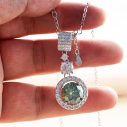5ct Moissanite Diamond Pendant Necklace with Certificate Blue Green Pink Color Round Shape D Color VVS Moissanite Jewelry Gift