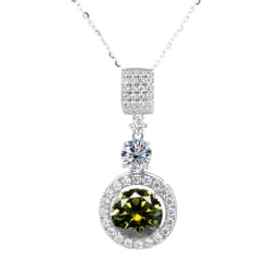 5ct Moissanite Diamond Pendant Necklace with Certificate Blue Green Pink Color Round Shape D Color VVS Moissanite Jewelry Gift