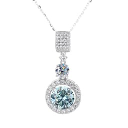 5ct Moissanite Diamond Pendant Necklace with Certificate Blue Green Pink Color Round Shape D Color VVS Moissanite Jewelry Gift